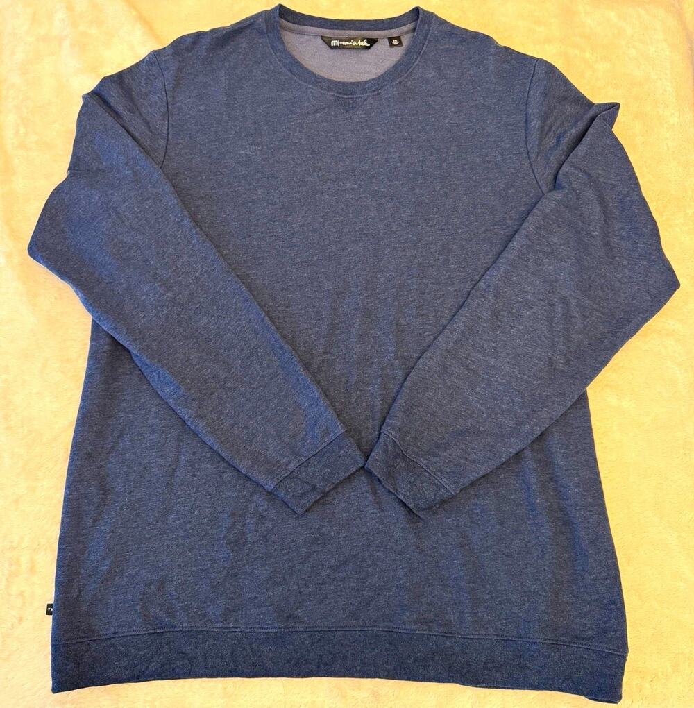TravisMathew Logo Crewneck Pullover Sweatshirt Blue Long Sleeve Men's 2XL